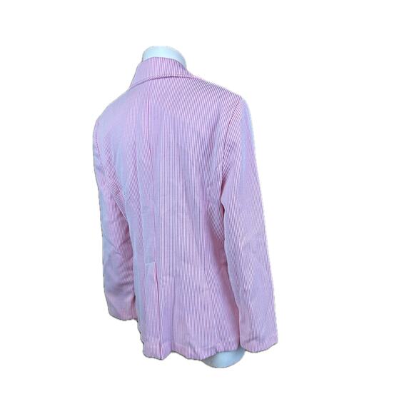 Vintage Pink and White Stripe Blazer Shirt Jacket / Women’s Large - Picture 3 of 4